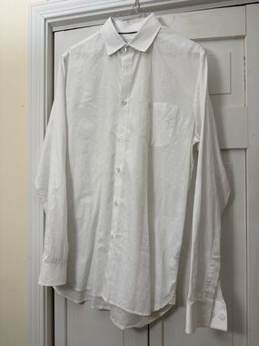 Lacoste White Button-Down Cotton Shirt with Logo FR40 slim M